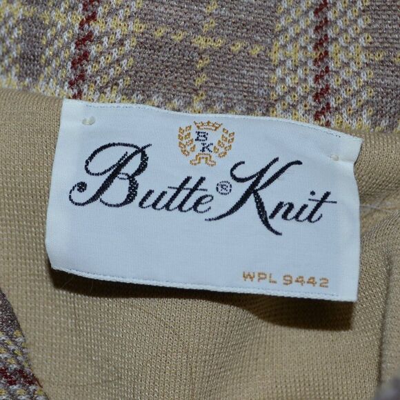 Butte Knit Red Beige Tan Plaid Casual Cozy Cottage Core Prairie Winter Poncho - Picture 3 of 12